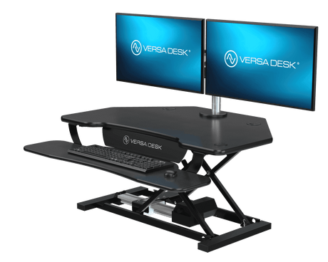 PowerPro® Corner Electric Standing Desk Converter with USB Charging - VersaDesk