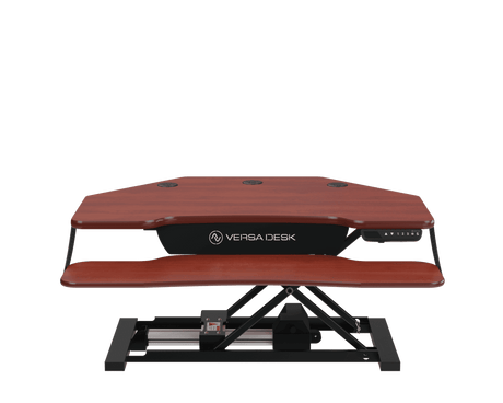 PowerPro® Elite Corner Electric Standing Desk Converter Programmable w/USB Charging Port and Mobile APP - VersaDesk