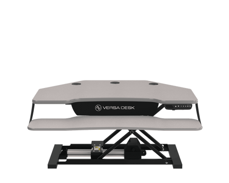 PowerPro® Elite Corner Electric Standing Desk Converter Programmable w/USB Charging Port and Mobile APP - VersaDesk