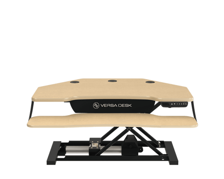 PowerPro® Elite Corner Electric Standing Desk Converter Programmable w/USB Charging Port and Mobile APP - VersaDesk