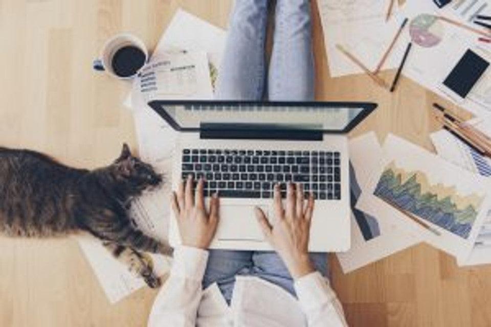 how to stay productive when working from home office setup with ergonomic desk and laptop