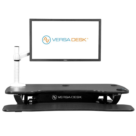 The OmniView Monitor Arm - Single | Attached to VersaDesk Power Pro With Monitor Mounted