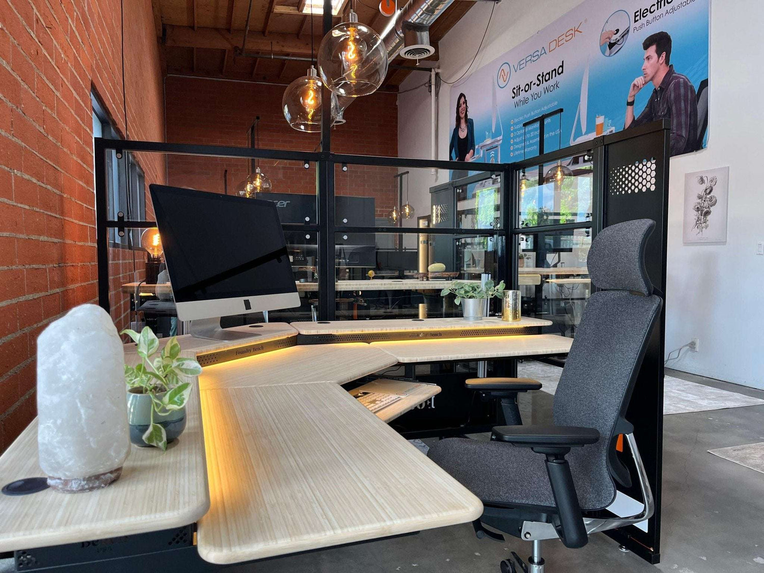 Professional ergonomic corner desk with active productivity environment