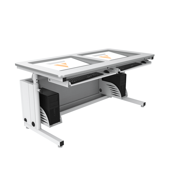 Downview Adjustable Computer Table | Recessed Monitor | VersaDesk