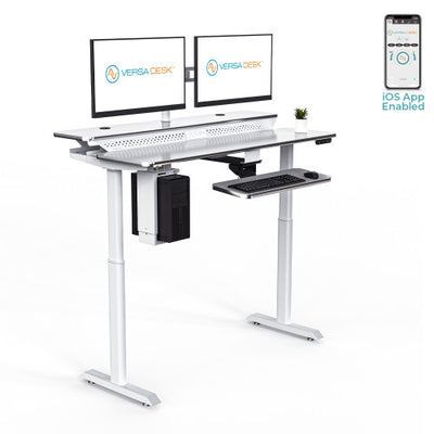 Powerlift Split Level Electric Standing Desk Desk with ergonomic office setup