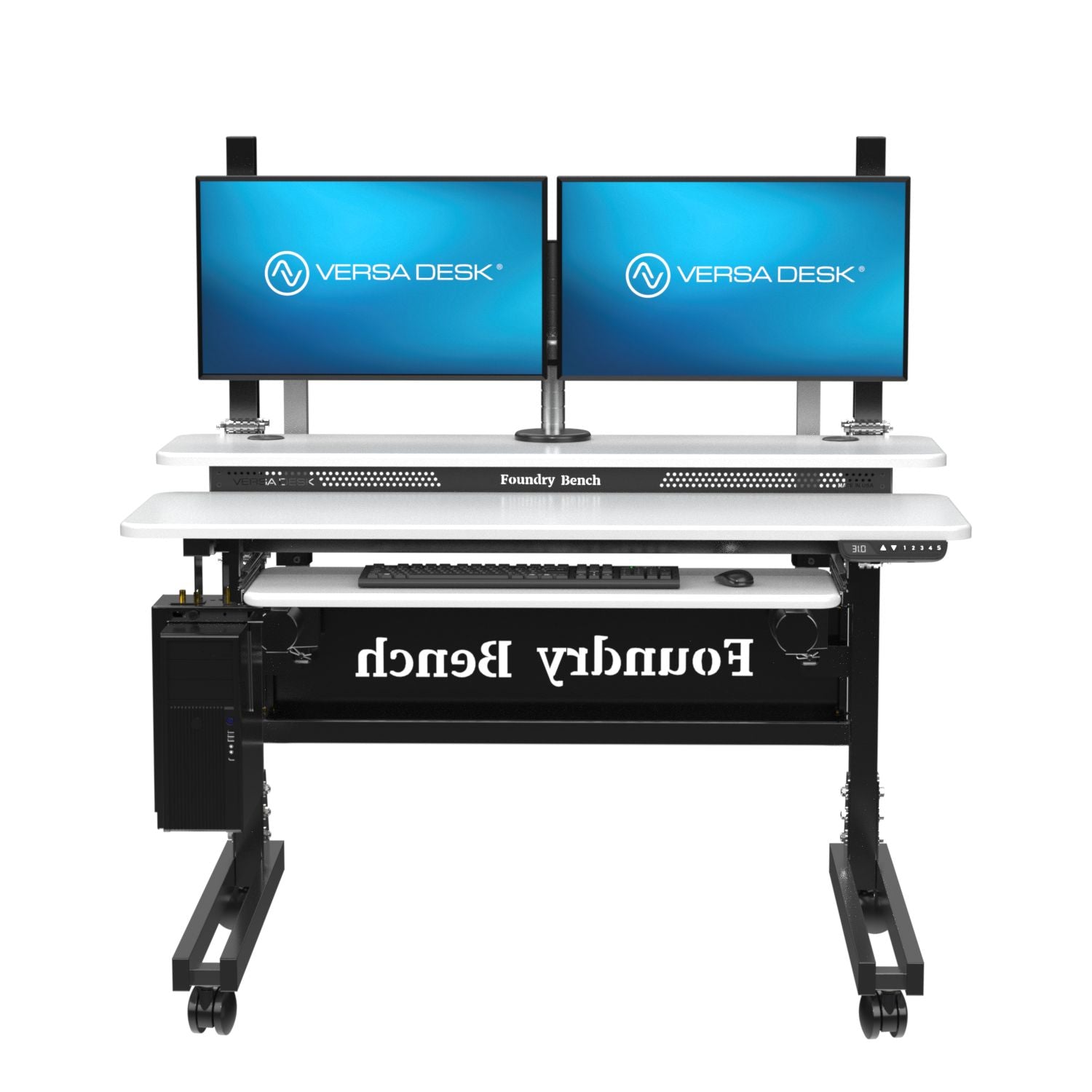 Adjustable workstation desk with ergonomic office performance layout
