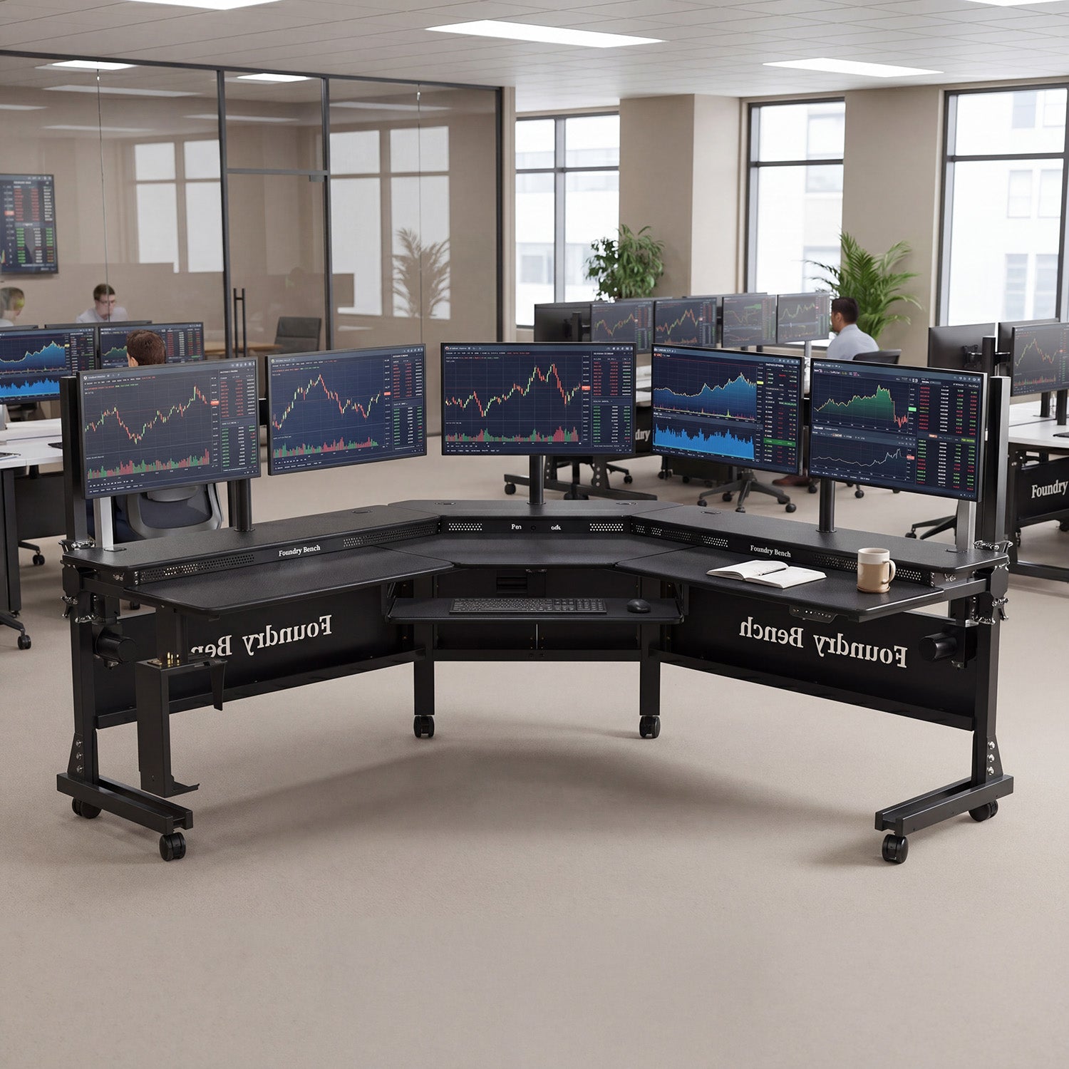 Foundry Bench™ Corner Standing Desk for collaborative office environments