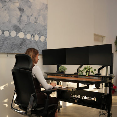 Foundry Bench Standing Desk Smooth and Steady Uplift Action