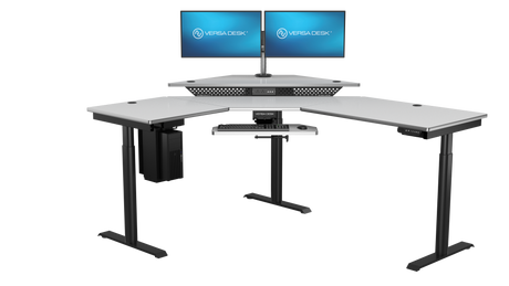 Executive corner standing desk with premium ergonomic office layout