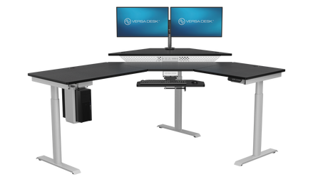 Professional trading workstation with ergonomic corner standing desk
