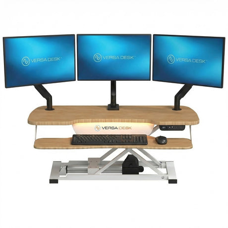 PowerPro Elite Electric Standing Desk Converter with Programmable Switch, USB Port and Mobile APP