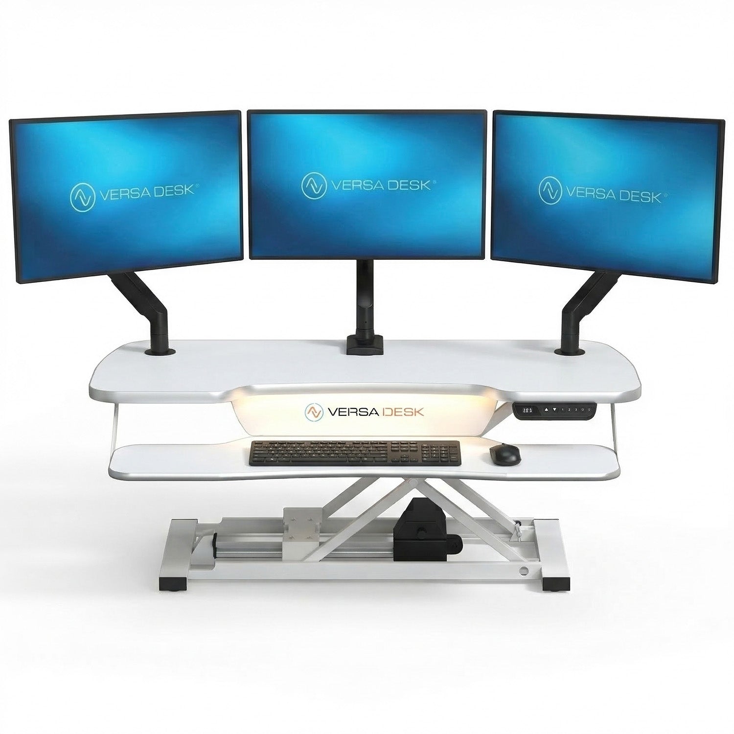 PowerPro Elite Electric Standing Desk Converter with Programmable Switch, USB Port and Mobile APP