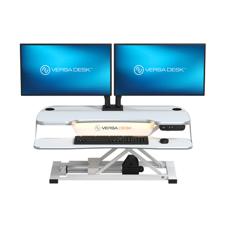 PowerPro Elite Electric Standing Desk Converter with Programmable Switch, USB Port and Mobile APP