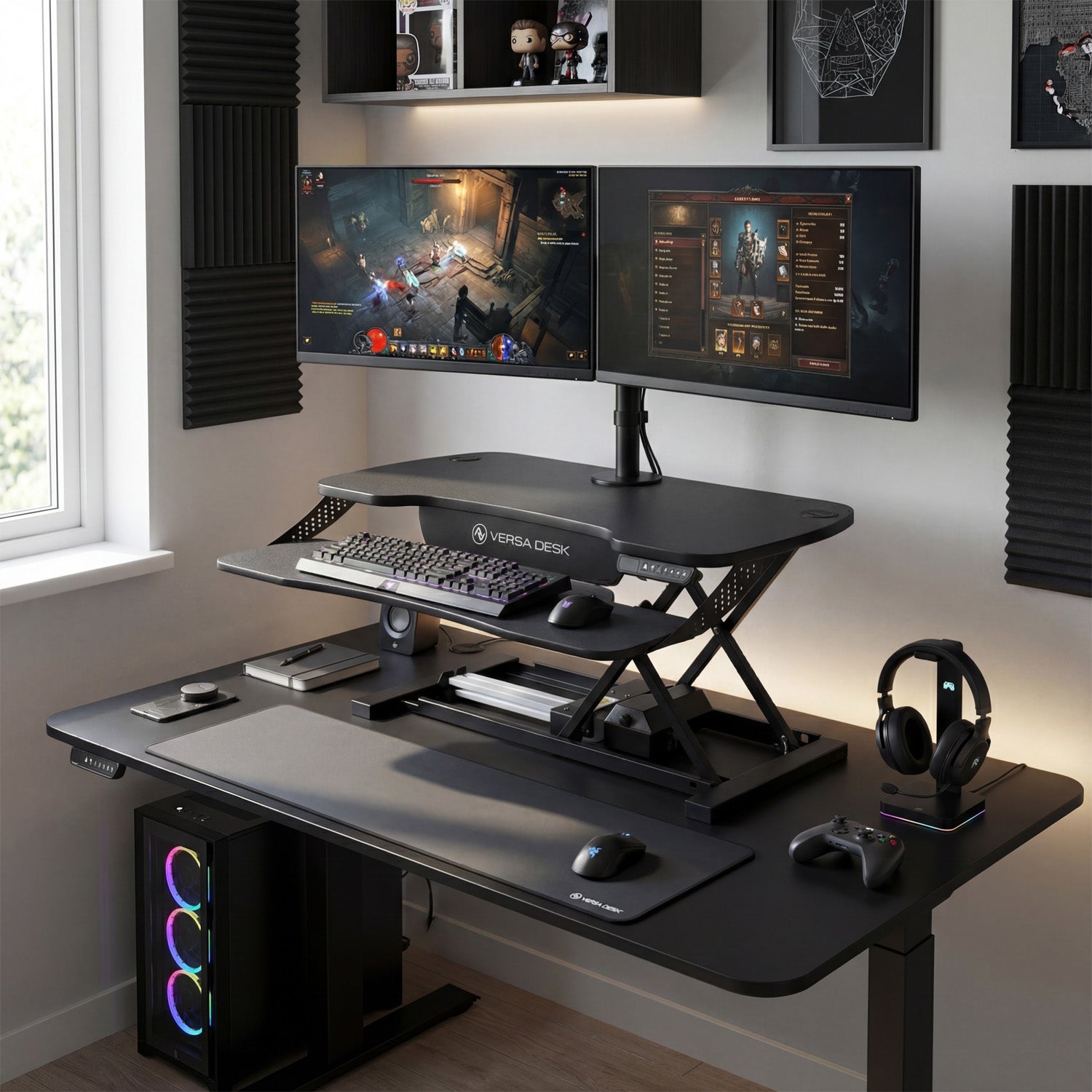 PowerPro Elite Electric Standing Desk Converter with Programmable Switch, USB Port and Mobile APP