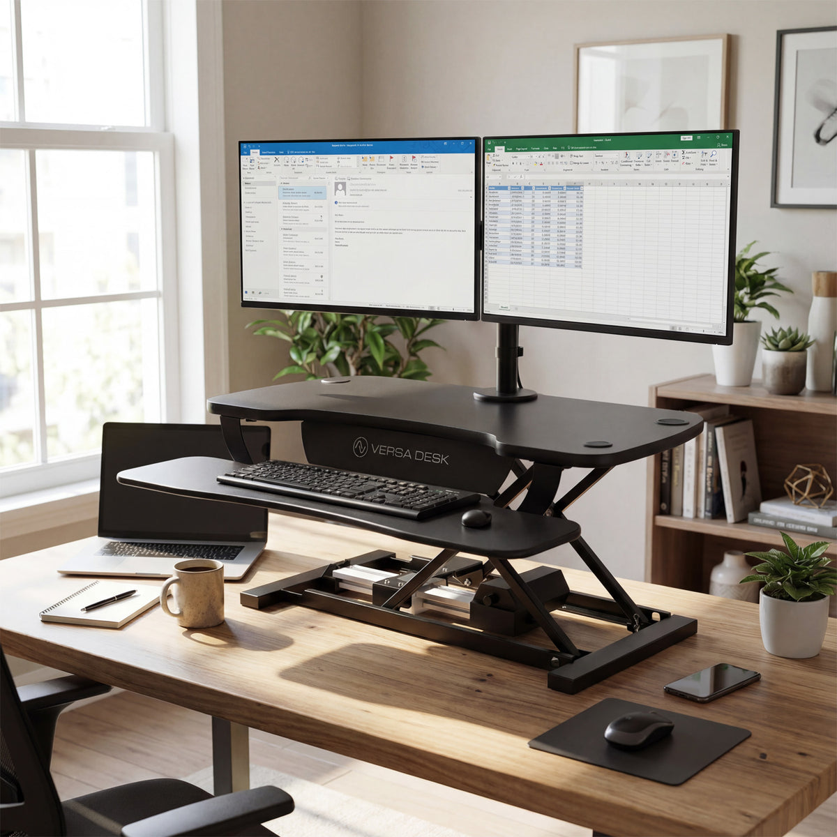 Small Automatic Desktop Risers Desktop Risers From VersaDesk — Standing Made Simple
