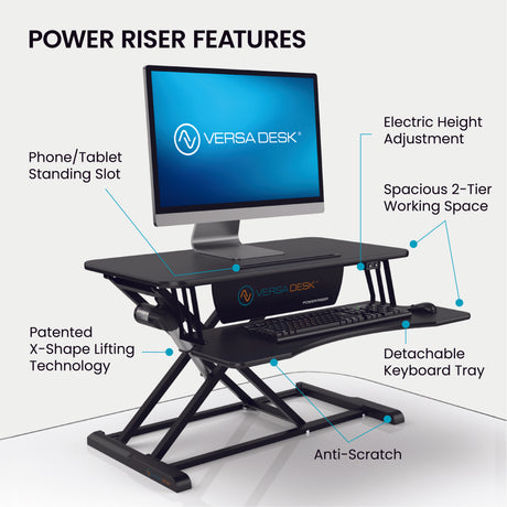 Power Riser® Electric Standing Desk Converter, Black