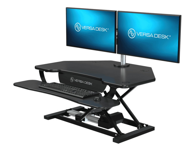 PowerPro® Corner Electric Standing Desk Converter with USB Charging - VersaDesk