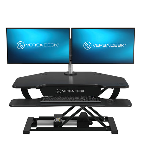 PowerPro Corner Electric Standing Desk Converter with USB Charging