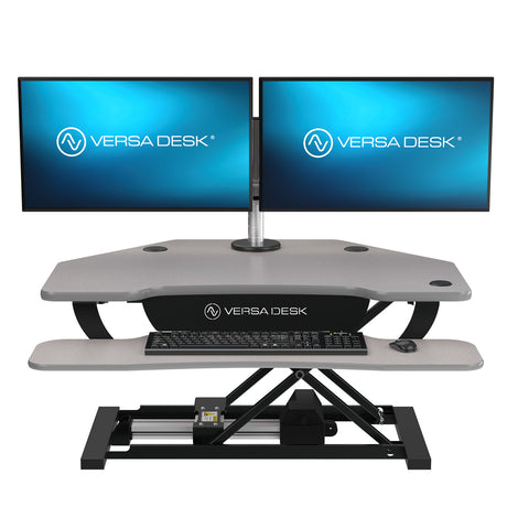 PowerPro Corner Electric Standing Desk Converter with USB Charging