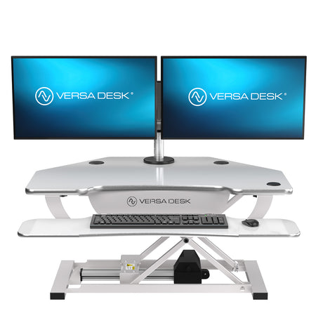 PowerPro Corner Electric Standing Desk Converter with USB Charging