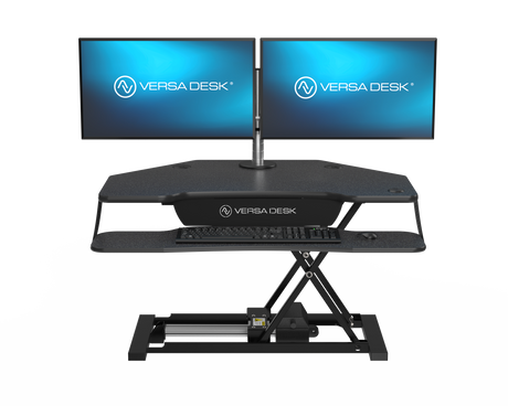 PowerPro® Elite Corner Electric Standing Desk Converter Programmable w/USB Charging Port and Mobile APP