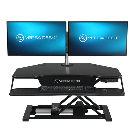 PowerPro Corner Electric Standing Desk Converter with USB Charging