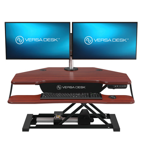 PowerPro Corner Electric Standing Desk Converter with USB Charging