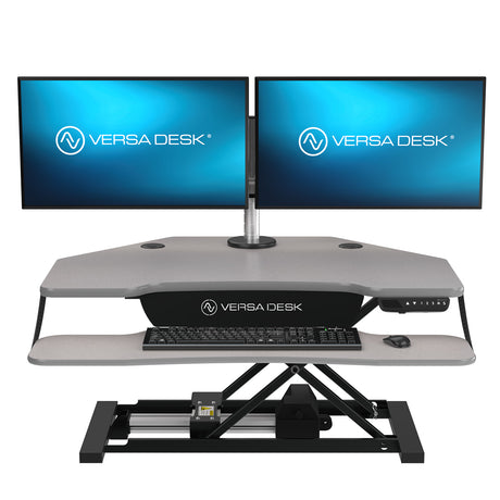 PowerPro Corner Electric Standing Desk Converter with USB Charging