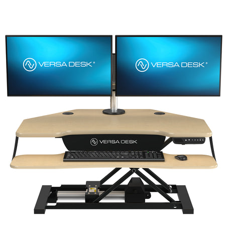 PowerPro Corner Electric Standing Desk Converter with USB Charging