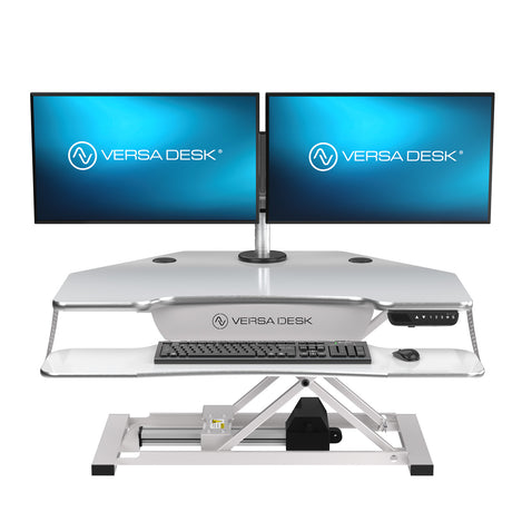 PowerPro Corner Electric Standing Desk Converter with USB Charging