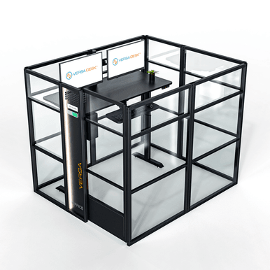 WorkNest® Cube O - Modern Glass Cubicle w/ Door - VersaDesk