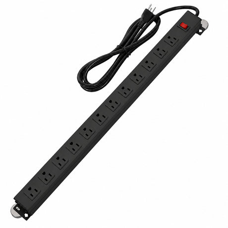 VersaDesk Magnetic Power Track 12 Outlets - Black