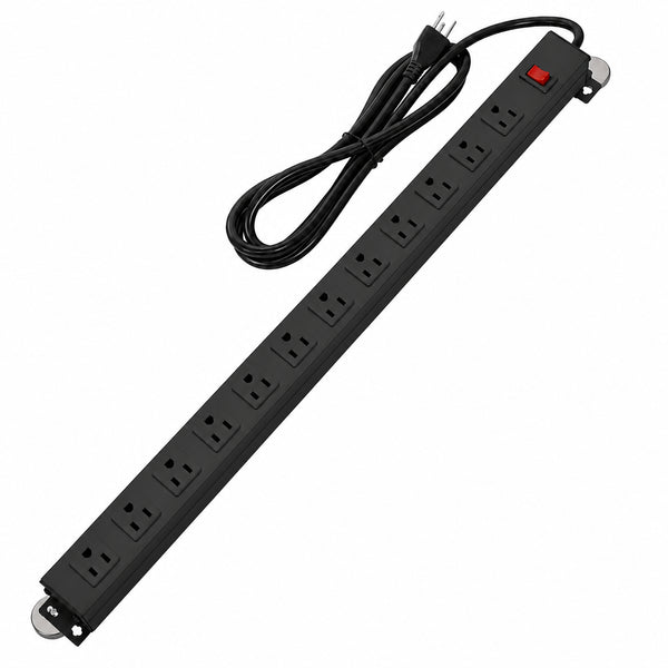 Magnetic Power Track 12 Outlets - Black