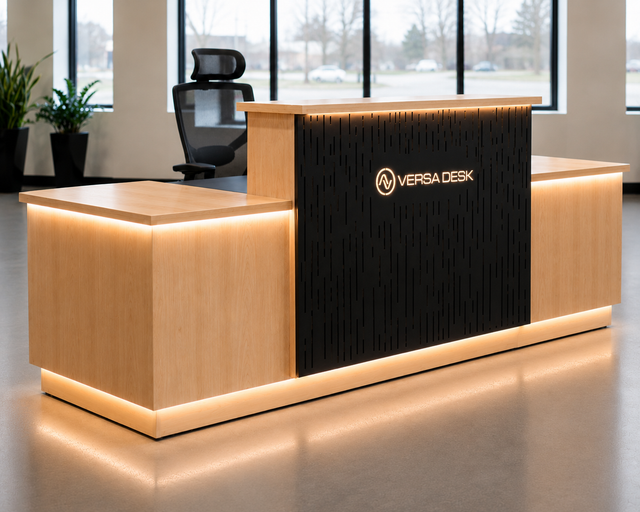 VersaDesk Signature™ Axis Reception Desk - Black / White River Forest
