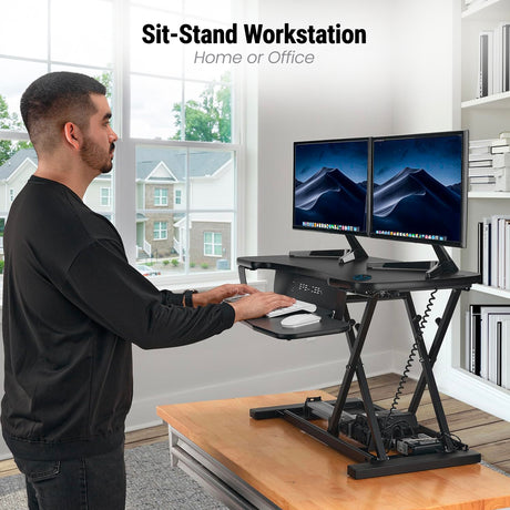 PowerPro® Electric Standing Desk Converter with USB Charging