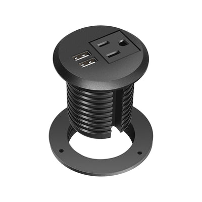 VERSADESK Power Grommet Desk Outlet with USB-A, USB-C & AC, Black